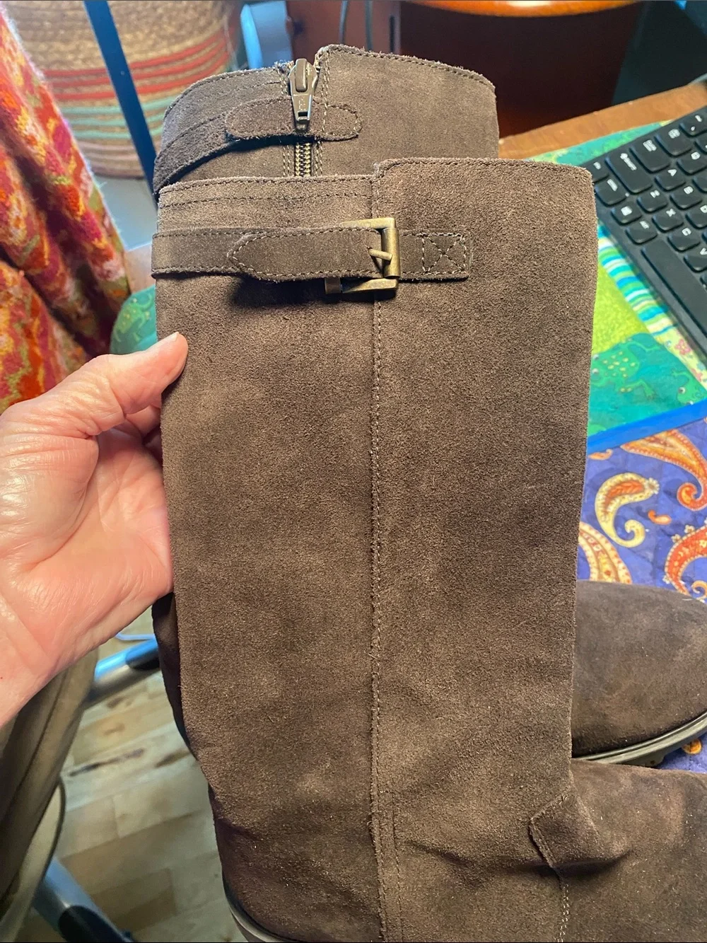 Lands End Chocolate Brown Suede Mid-Calf boots